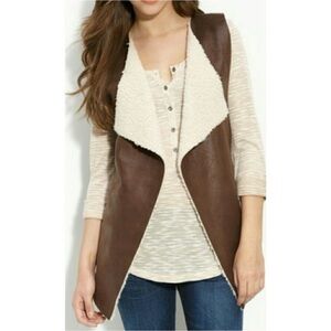 NEW Faux Leather Vest w/Faux Shearling Lining NWT